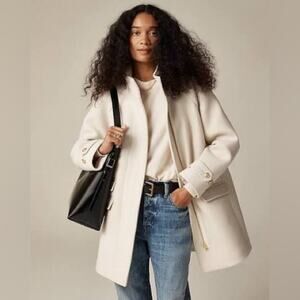 J. Crew Toscana Coat in Italian Stadium-Cloth Wool Blend Natural Plus Sz 22 NWT